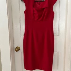 Ava & Aiden asymmetrical collar cocktail dress- gorgeous RED color
